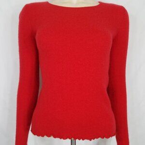 Belle France red 100% Cashmere round neck pullover sweater ladies Large